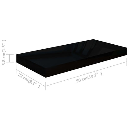 Wall Shelf Set of 2 High gloss black Honeycomb MDF, metal