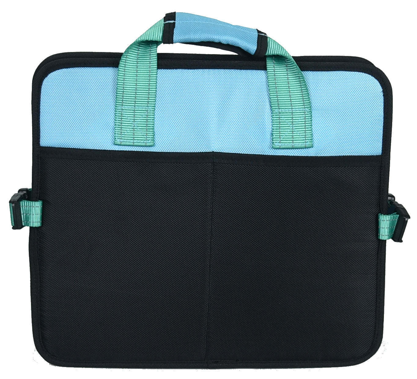 Pet Life Travel-Nest folding pet bed carry case, blue front panel with green straps