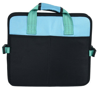 Pet Life Travel-Nest folding pet bed carry case, blue front panel with green straps