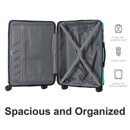 3-Piece Luggage Sets (20", 24", 28"), Suitcase with Wheels, Hardside Suitcase With Four Spinner Wheels and Scratch-Resistant Surface, Peacock Blue