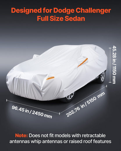 Light gray car cover with snug wrap and orange zipper detail at front