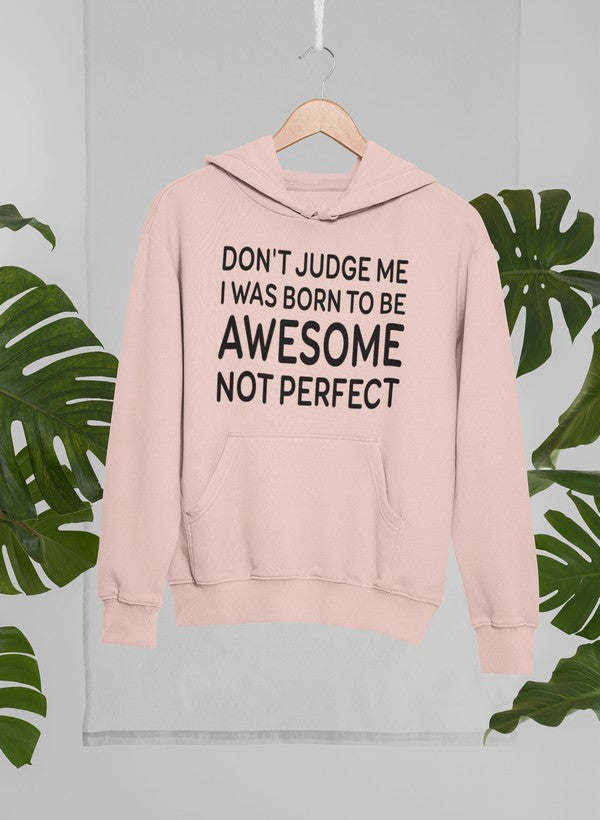 Mauve pullover hoodie with front statement graphic and kangaroo pocket