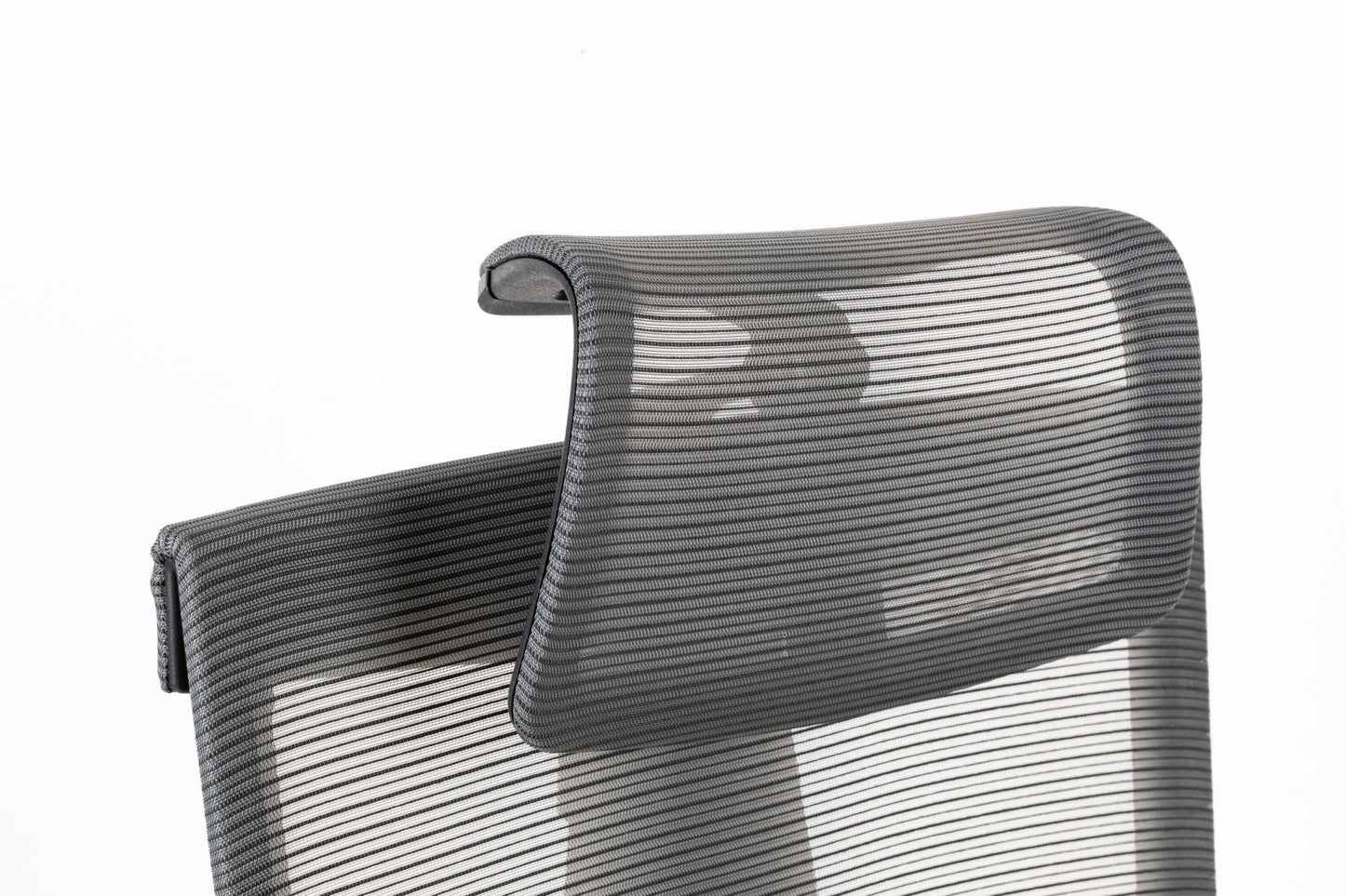 Office chair headrest and upper back with ribbed fabric texture