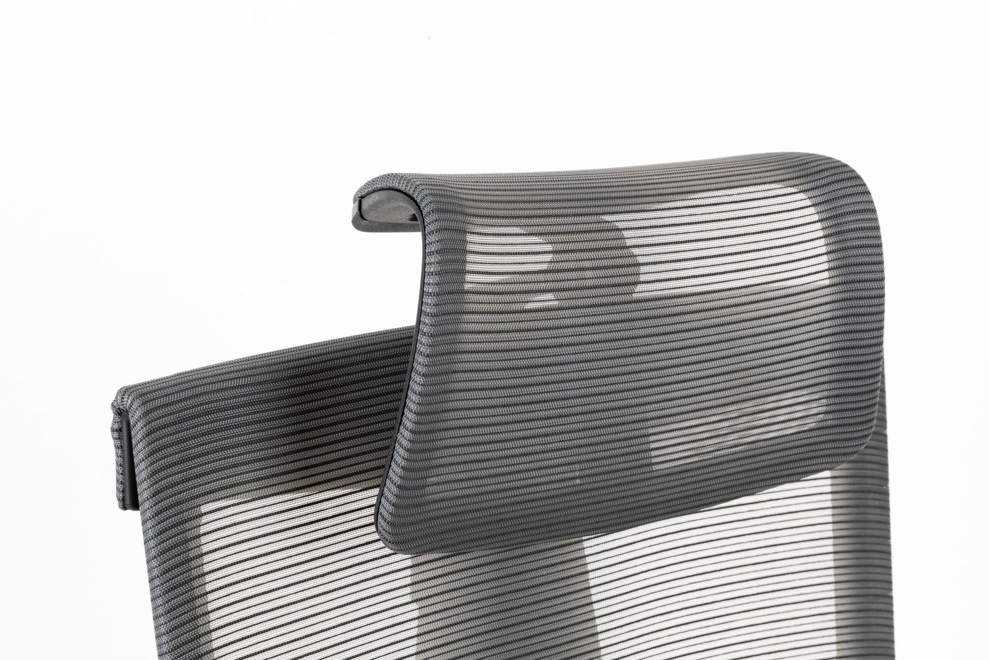 Office chair headrest and upper back with ribbed fabric texture