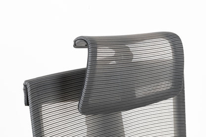 Office chair headrest and upper back with ribbed fabric texture