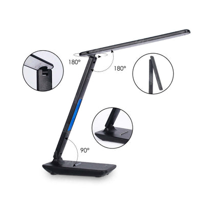 3-in-1 desk lamp with adjustable head angles and charging port on the base