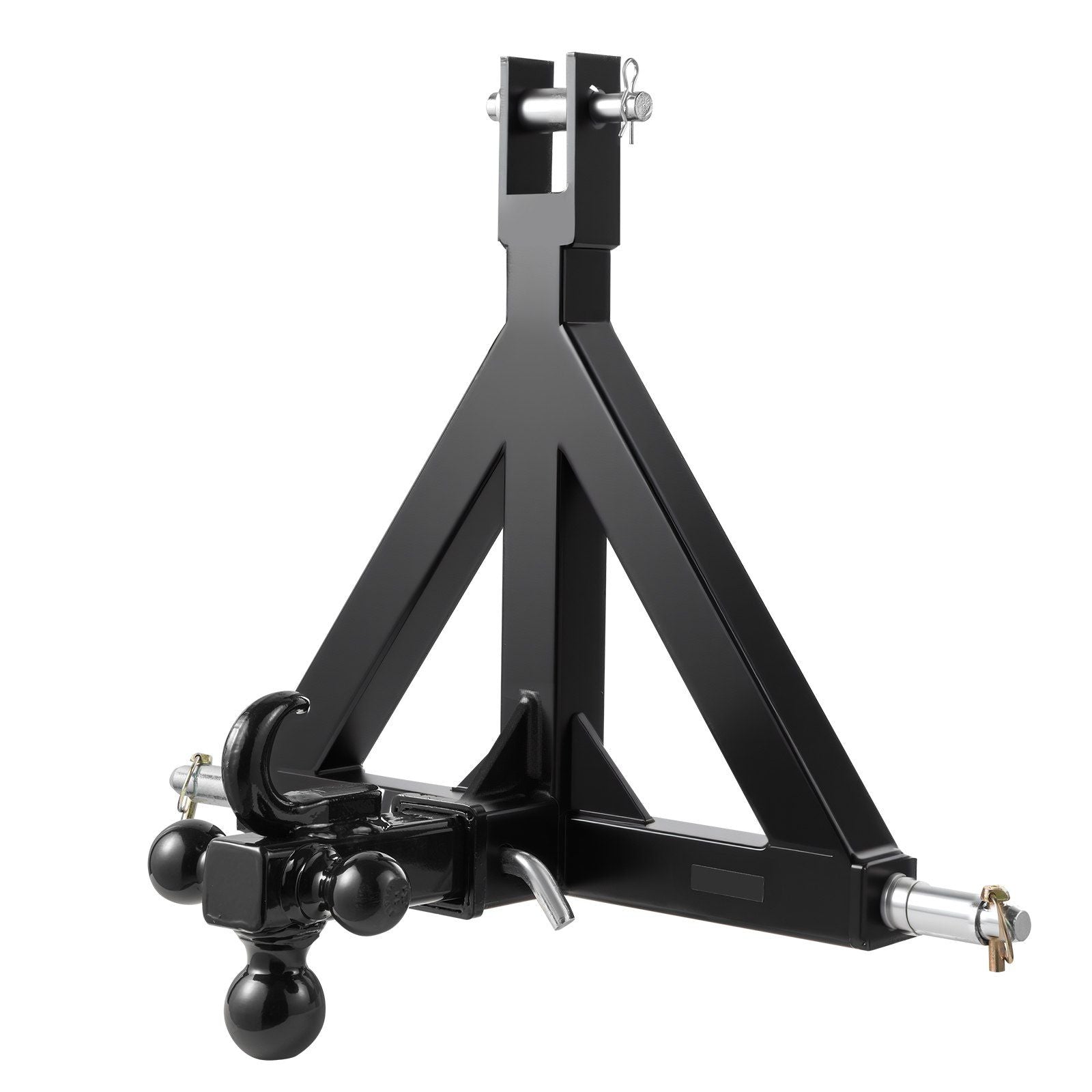 3-point trailer hitch quick hitch attachment with three black trailer balls