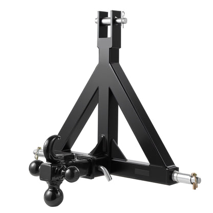 3-point trailer hitch quick hitch attachment with three black trailer balls