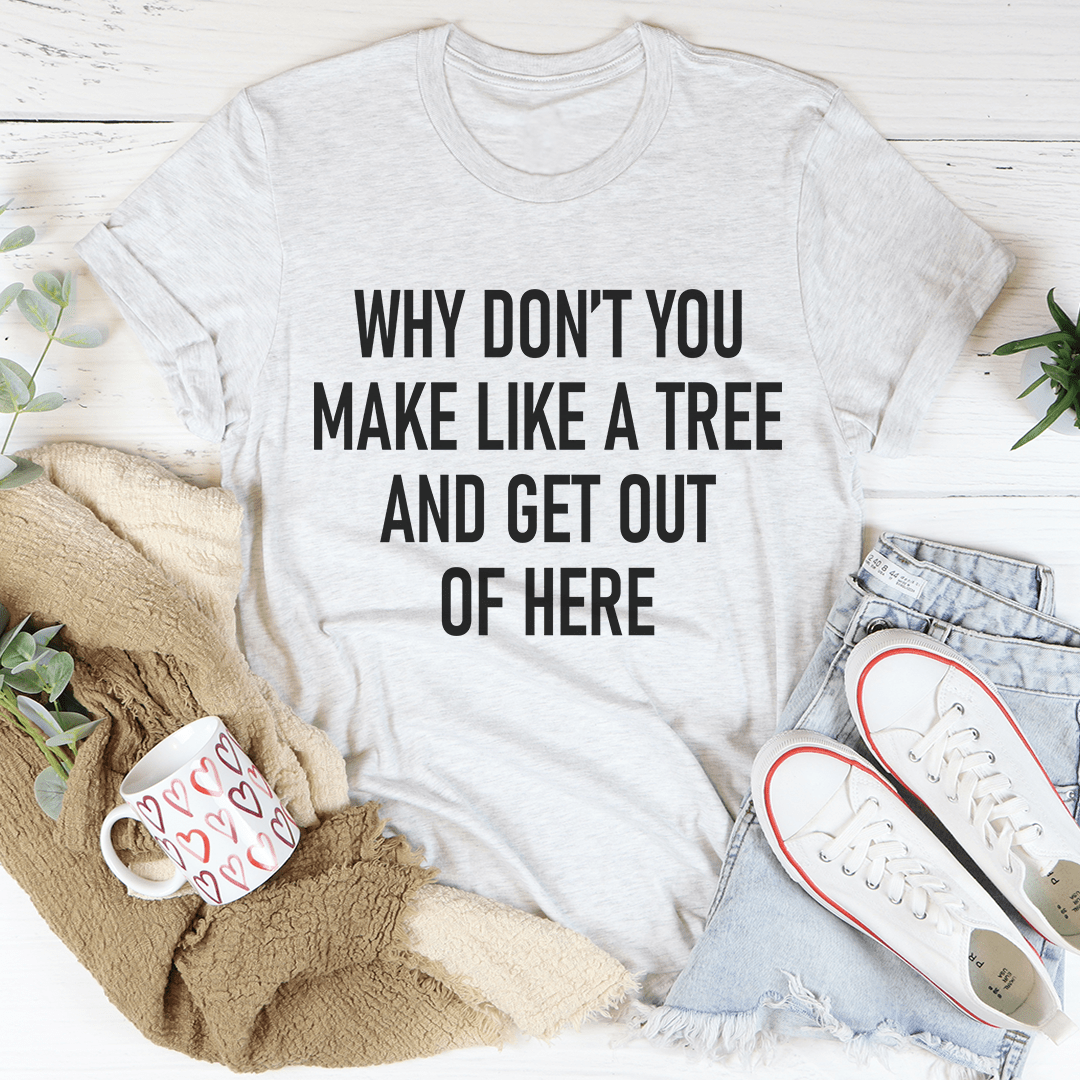 Light gray crewneck T-shirt with bold black quote-style text on front