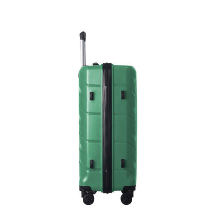 3-Piece Luggage Sets (20", 24", 28"), Suitcase with Wheels, Hardside Suitcase With Four Spinner Wheels and Scratch-Resistant Surface, Green