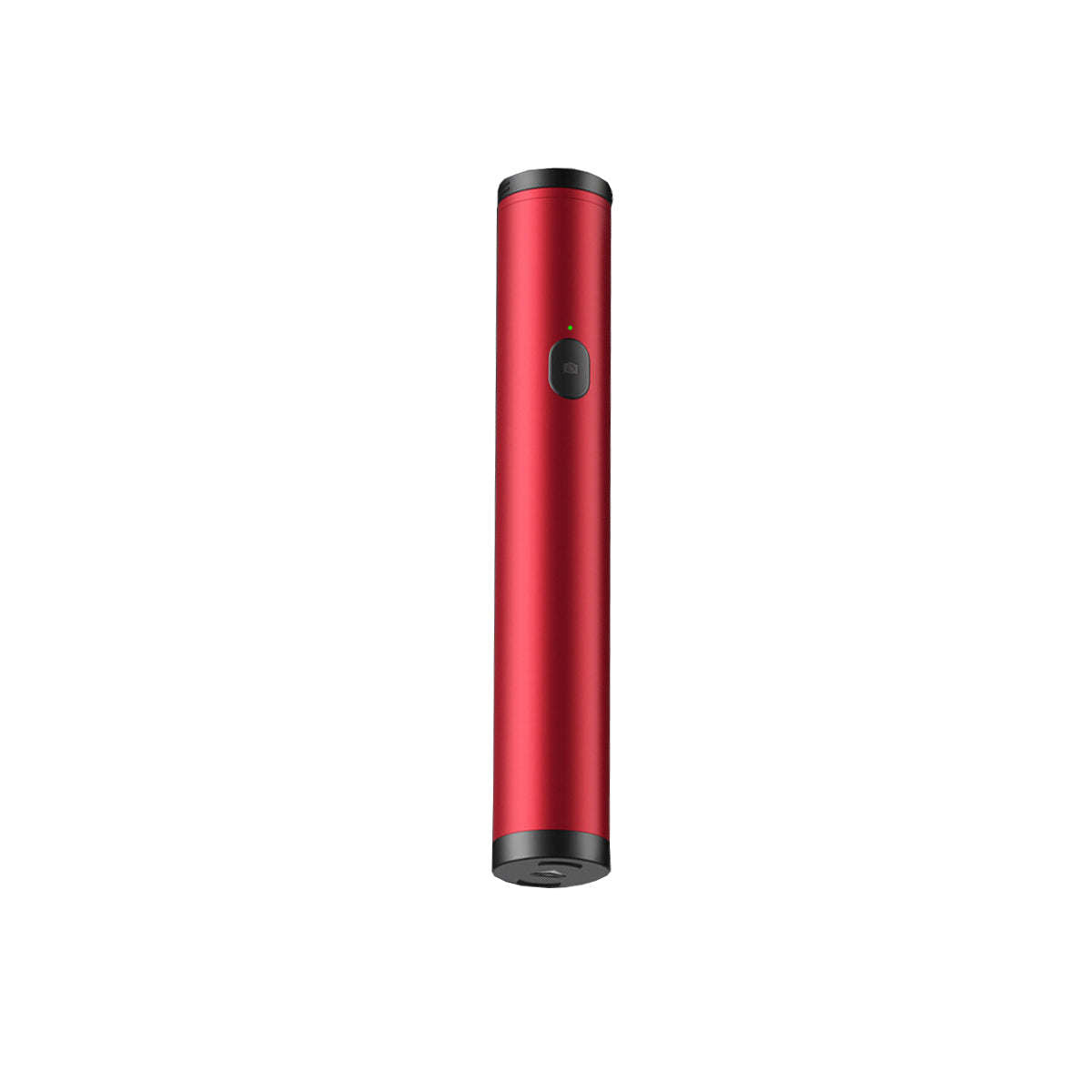 Mini selfie stick, ruby red cylindrical body with a small control button