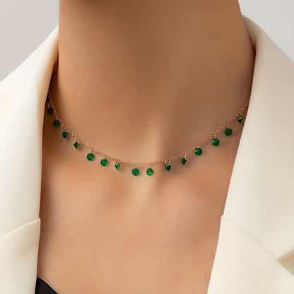 St. Patrick's Day Vintage Irregular Green Pendant Necklace Neck Chain Choker