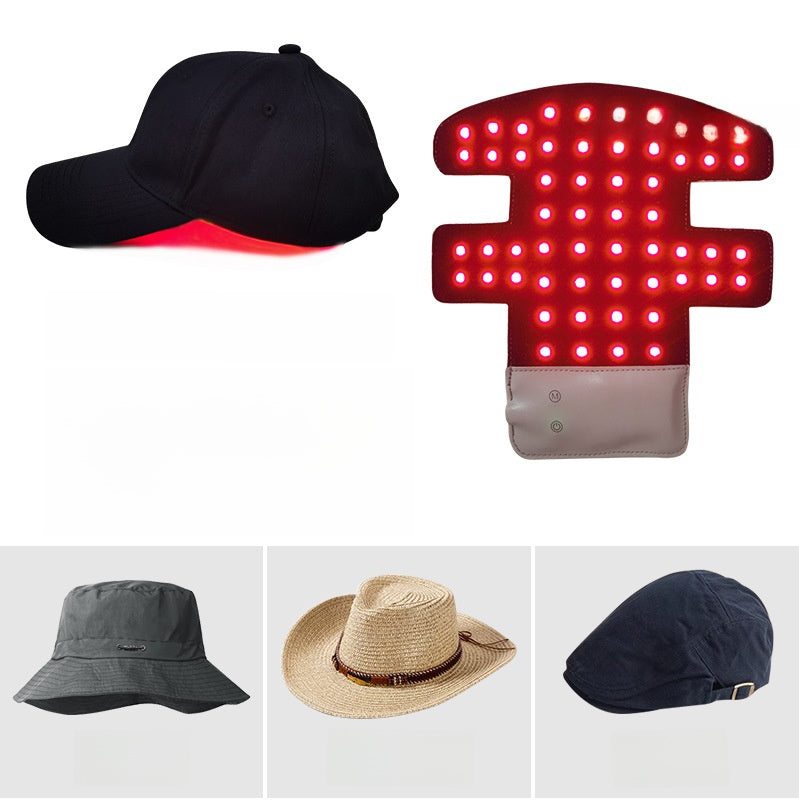 Hair growth cap assortment with red LED display and cap styles