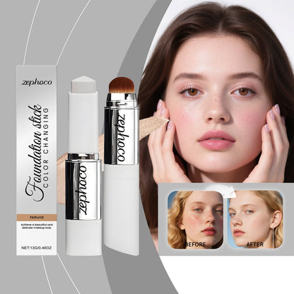 Color-changing concealer foundation stick, Natural shade, with tube and sponge-tip applicator