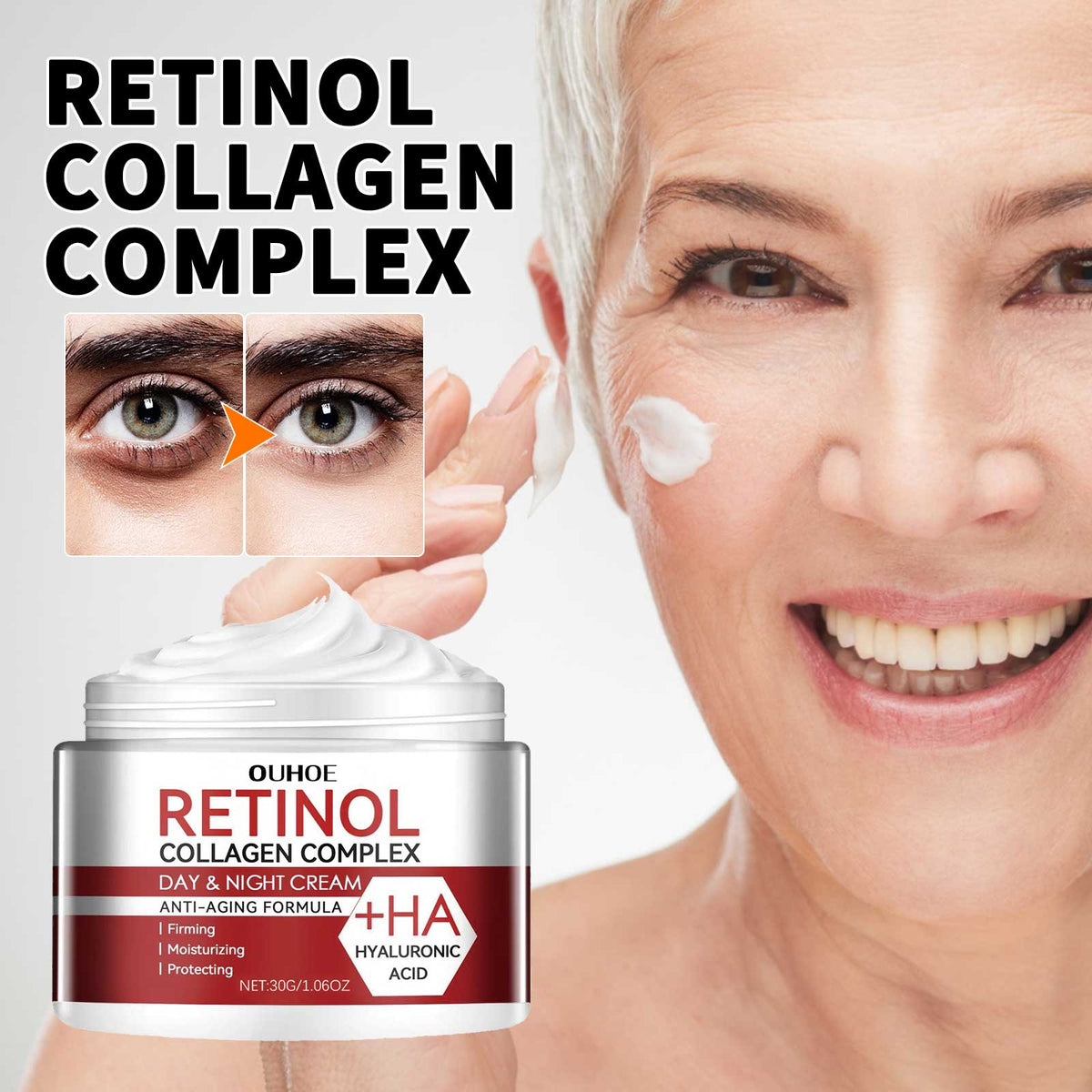 White cream jar with red-and-white label, skincare moisturizer for face