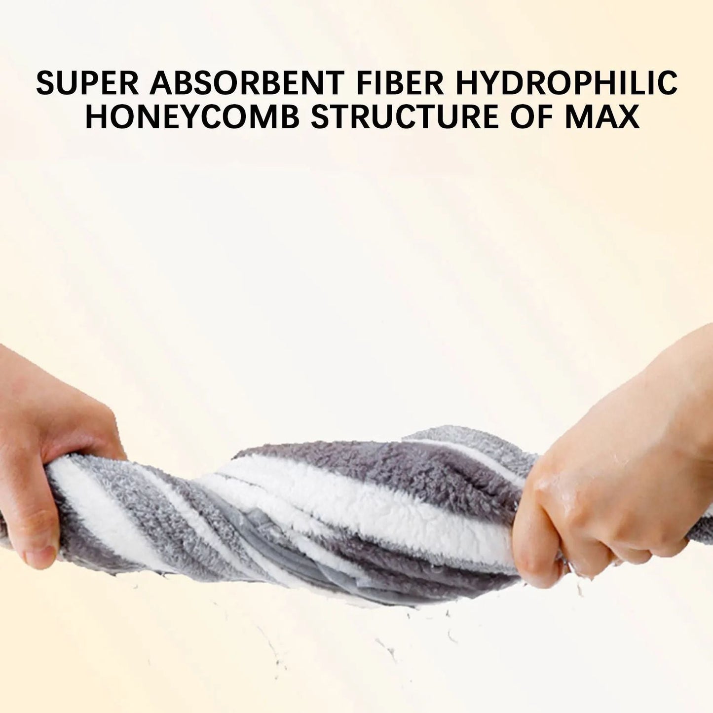 Striped absorbent towel robe fabric being folded, soft terry weave