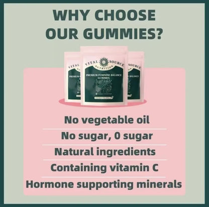 Vital Source Nutrition - Premium Feminine Balance Gummies - for Women’s Health & Wellness - Immune Support - Vegan, Gluten-Free & Halal - Hawaiian Pineapple - 60 Gummies - 30 Servings - Renee Lane Company
