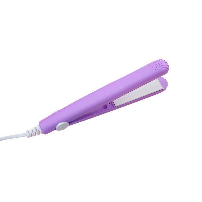 Ceramic mini hair straightener, purple body with flat ceramic plates and power cord