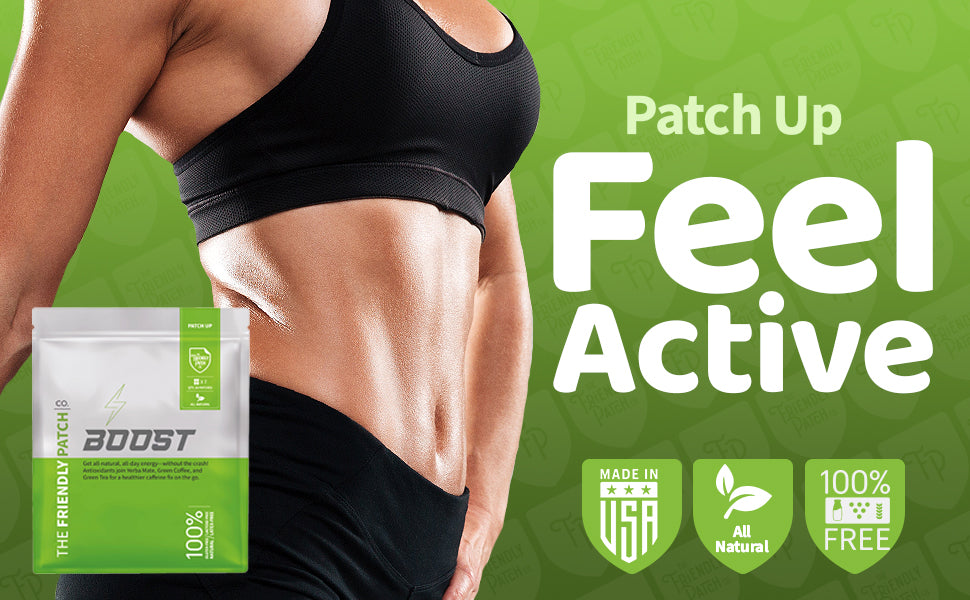 Boost Energy Patches: Caffeine, Guarana Green Tea Transdermal Energy - 28 Pack - Renee Lane Company