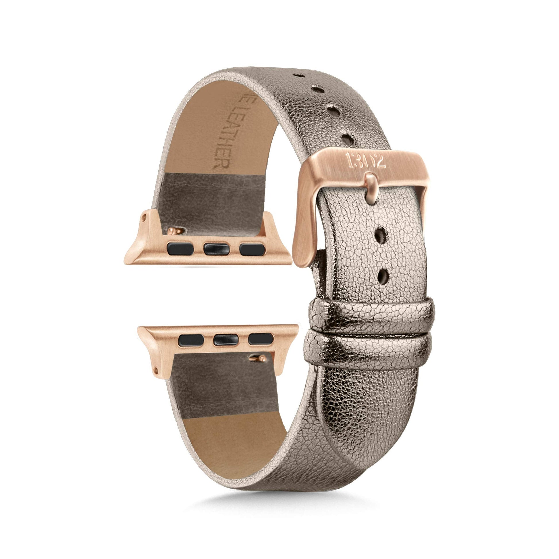 1302 Compatible with Leather Apple Watch Band 41mm Apple Watch Band Leather Apple Watch Leather Band 38mm Brown Apple Watch Band Women Apple Watch Leather Strap Series 4 - For her (42mm/41mm/40mm/38mm Champagne Shimmer / Rose Gold Buckle) - Renee Lane Company