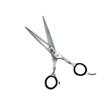 Essential shears set: two silver scissors with black finger loops