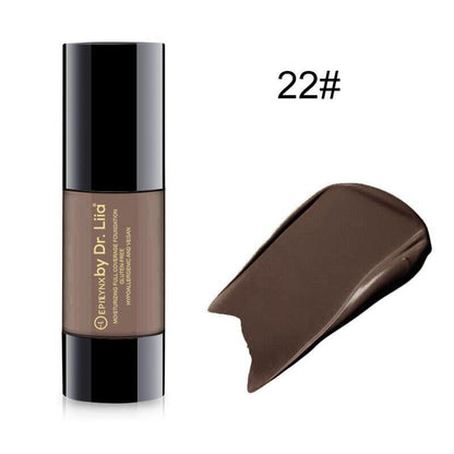 Dewy finish foundation bottle and swatch, shade 22#.