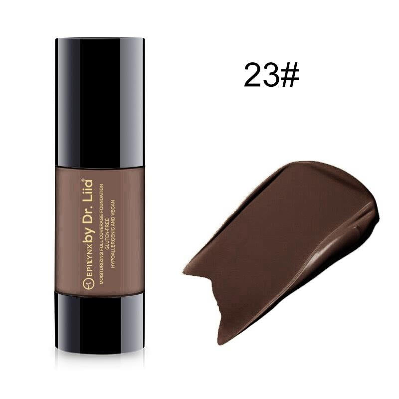 Dewy finish foundation bottle and swatch, shade 23#.