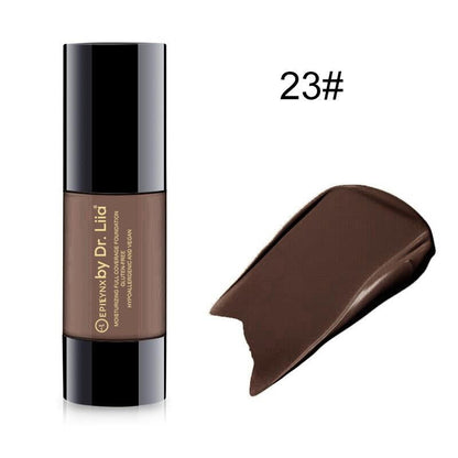 Dewy finish foundation bottle and swatch, shade 23#.