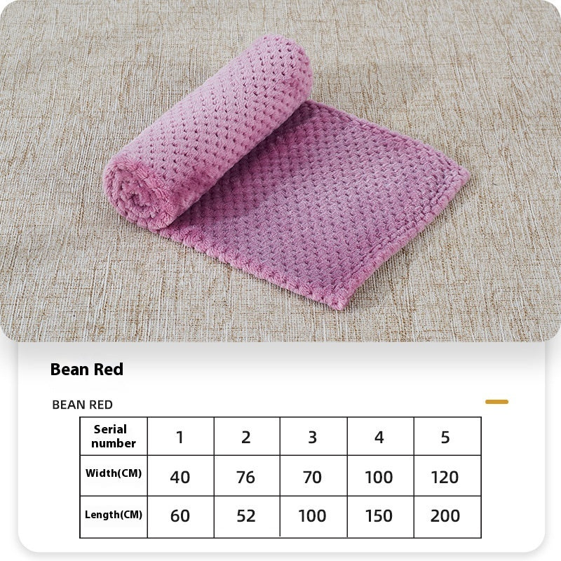 Dog fleece blanket, pinkish rose folded with rolled edge
