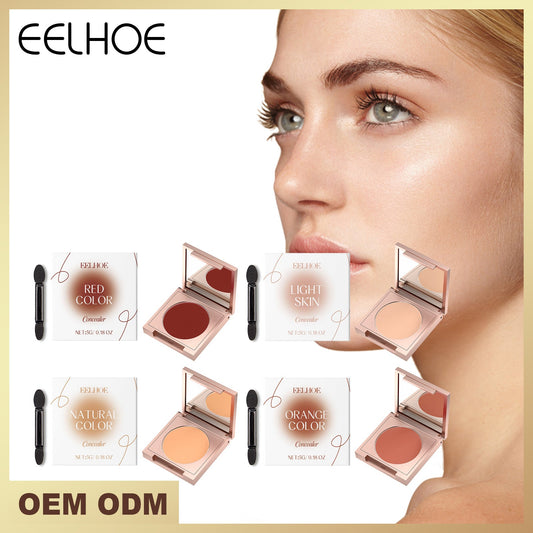 Concealer compact with light powder pan, includes sponge-tip applicator and case