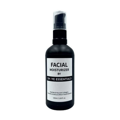 Moisturizer bottle with pump top and front label reading Facial Moisturizer