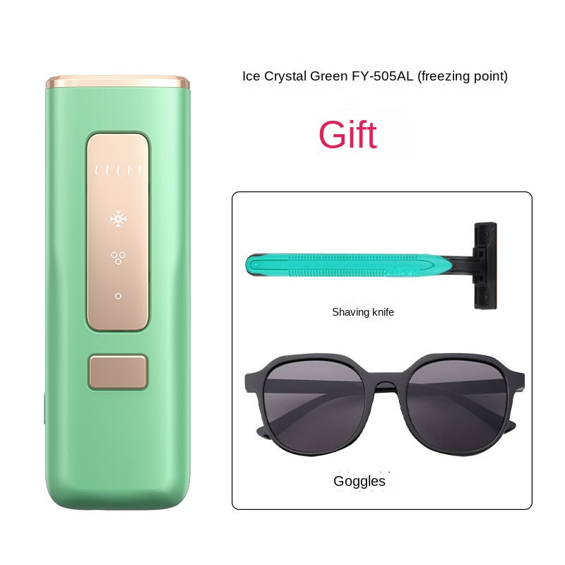 Green laser hair remover gift set with razor and dark goggles
