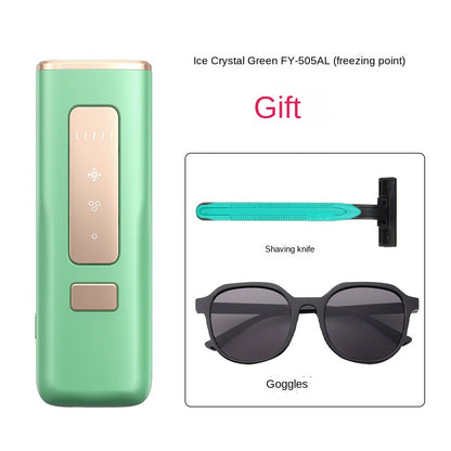 Green laser hair remover gift set with razor and dark goggles