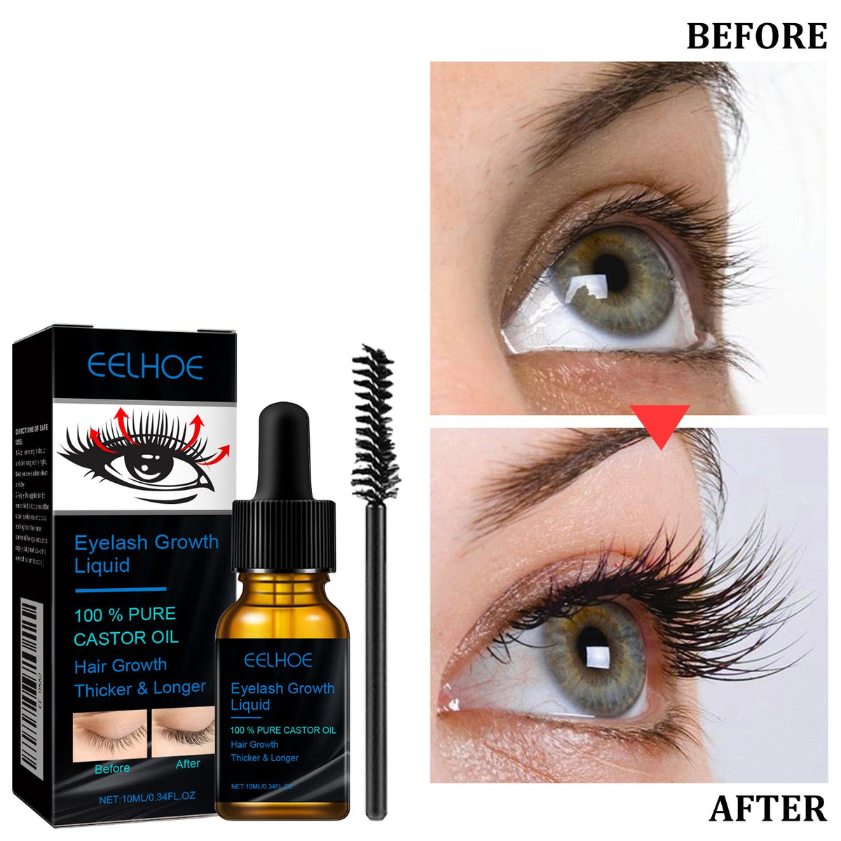 Eyelash growth serum kit with bottle and mascara-style brush applicator