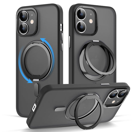 iPhone 11 magnetic case with 360° rotatable ring stand, black