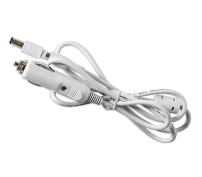 CPAP DC car charger cable with inline control module, dual metal connector ends, and cord