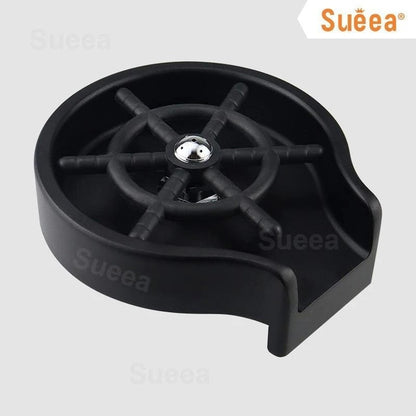 Automatic cup washer black base with cross-shaped nozzle and metal center cap