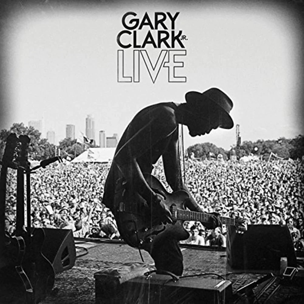 Live vinyl LP cover with Gary Clark Jr. text, guitarist silhouette and cheering crowd