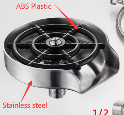 Automatic cup washer stainless steel bowl with black nozzle ring and hose outlet