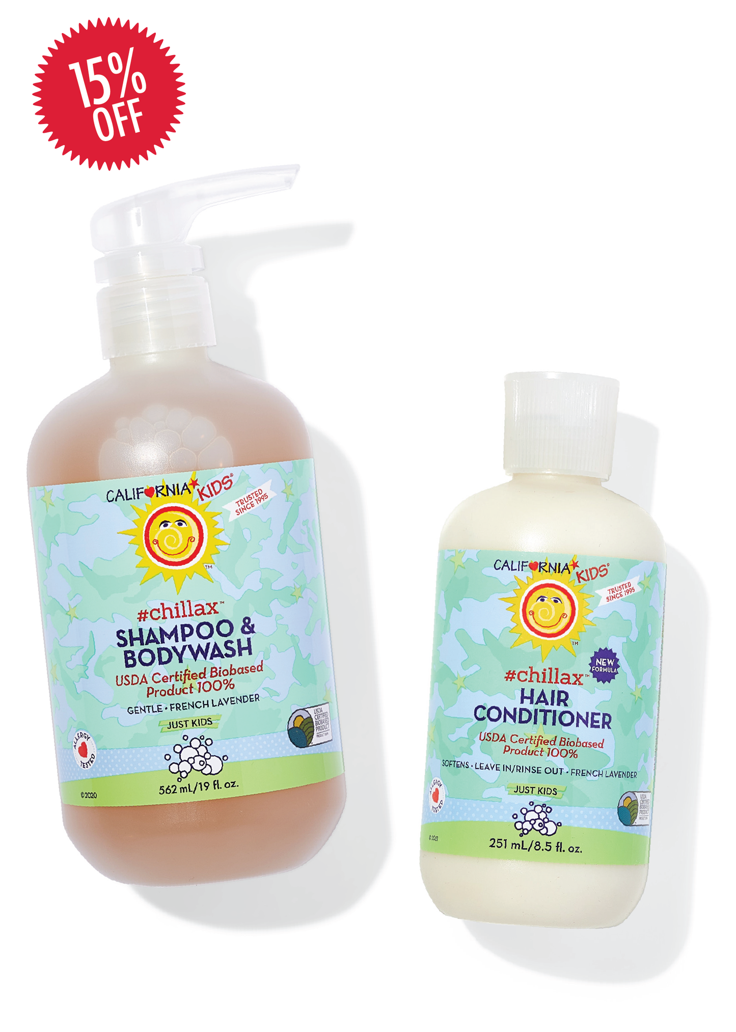 Kids #Chillax shampoo & bodywash and conditioner bottles