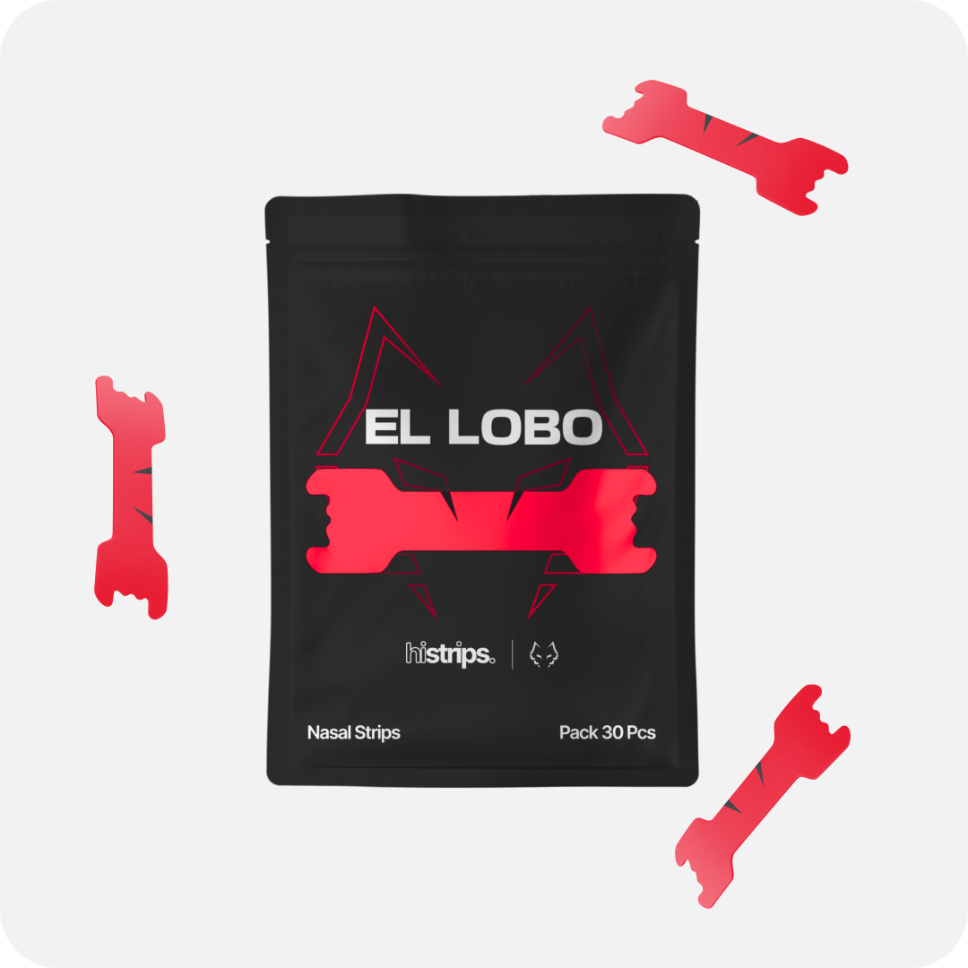 Nasal strips pouch with red LeBron-style graphics and “Pack 30 Pcs” label
