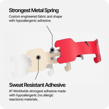 Nasal strips with hypoallergenic adhesive diagram showing adhesive strip pieces