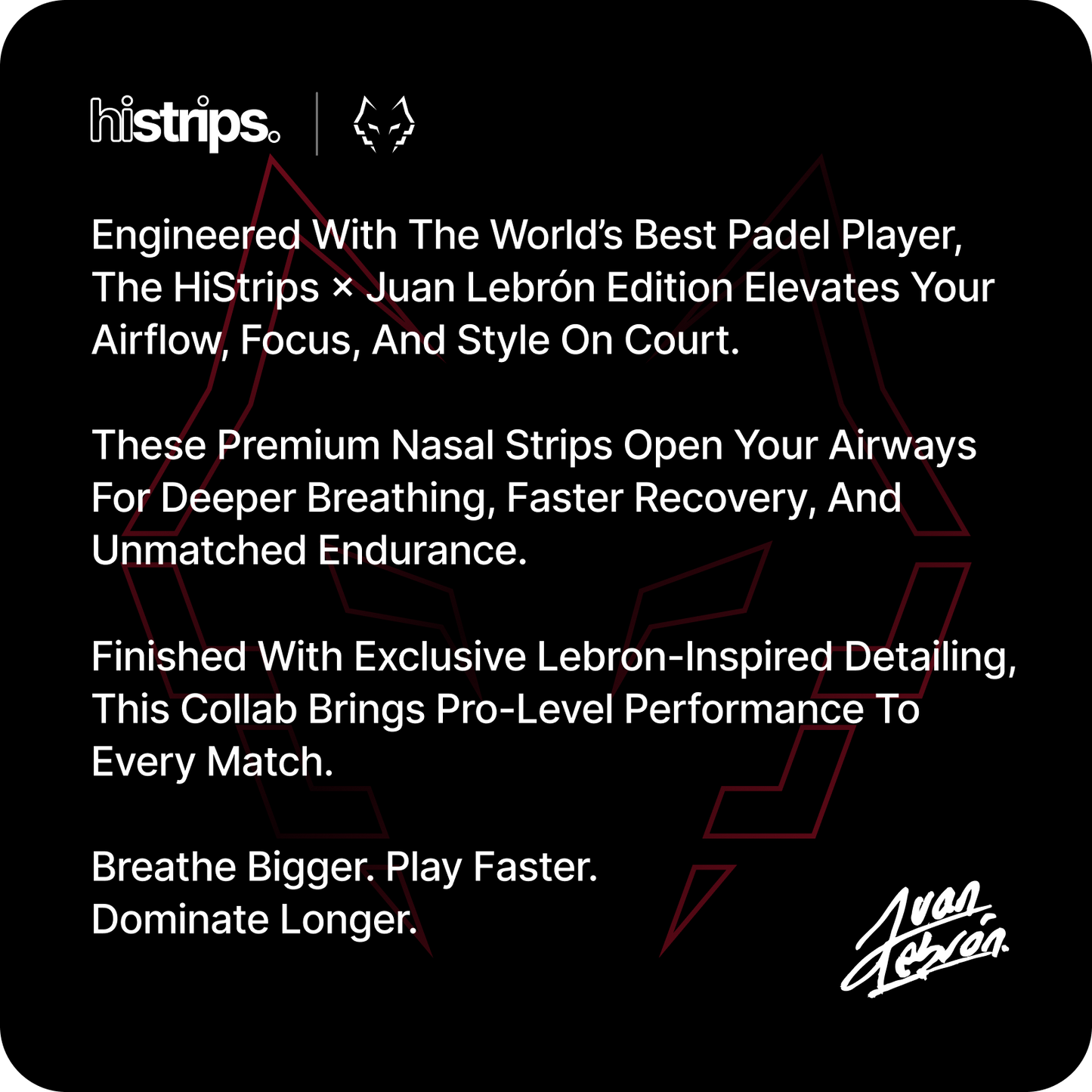 Nasal strips branded black panel with red LeBron-style line graphics