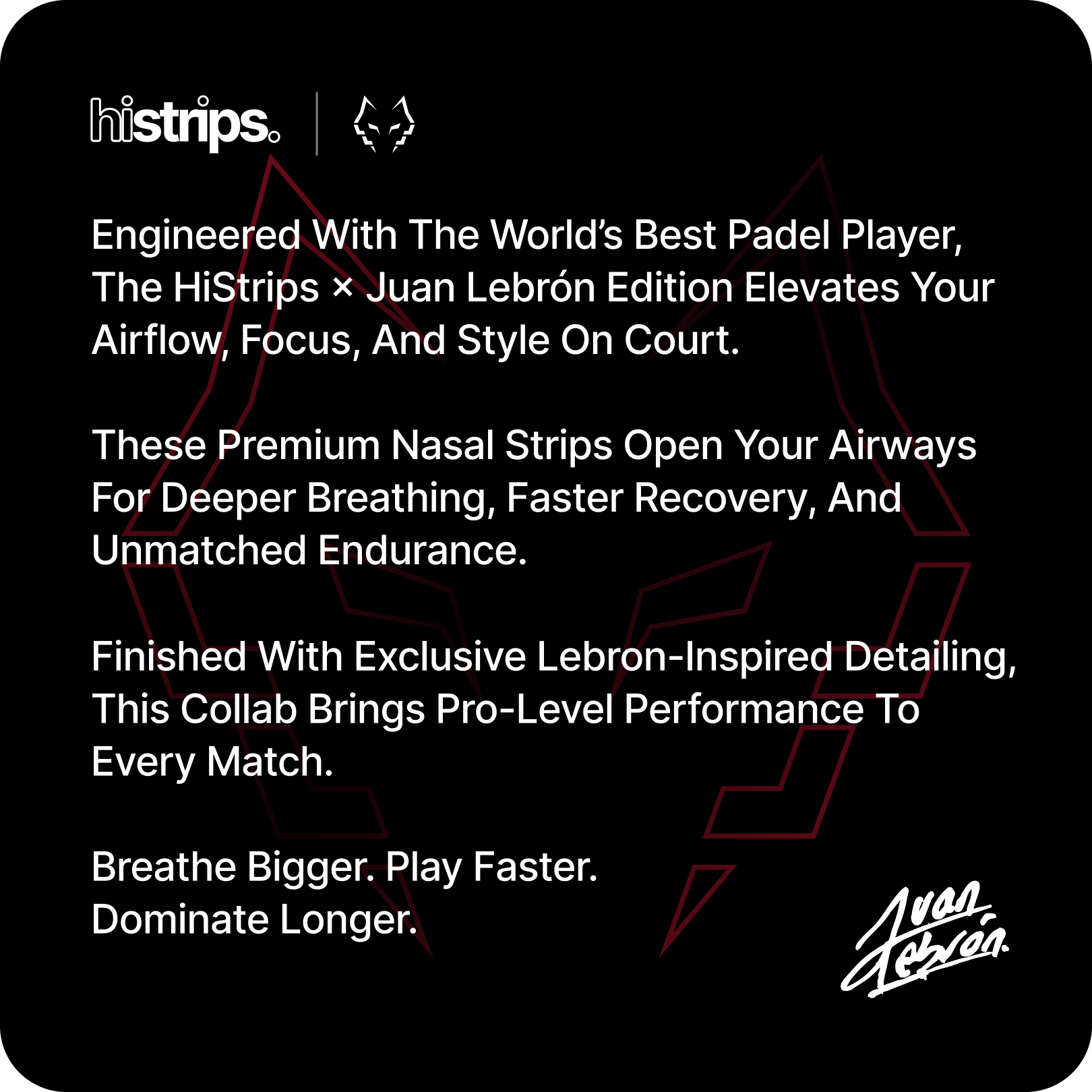 Nasal strips branded black panel with red LeBron-style line graphics