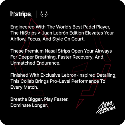 Nasal strips branded black panel with red LeBron-style line graphics