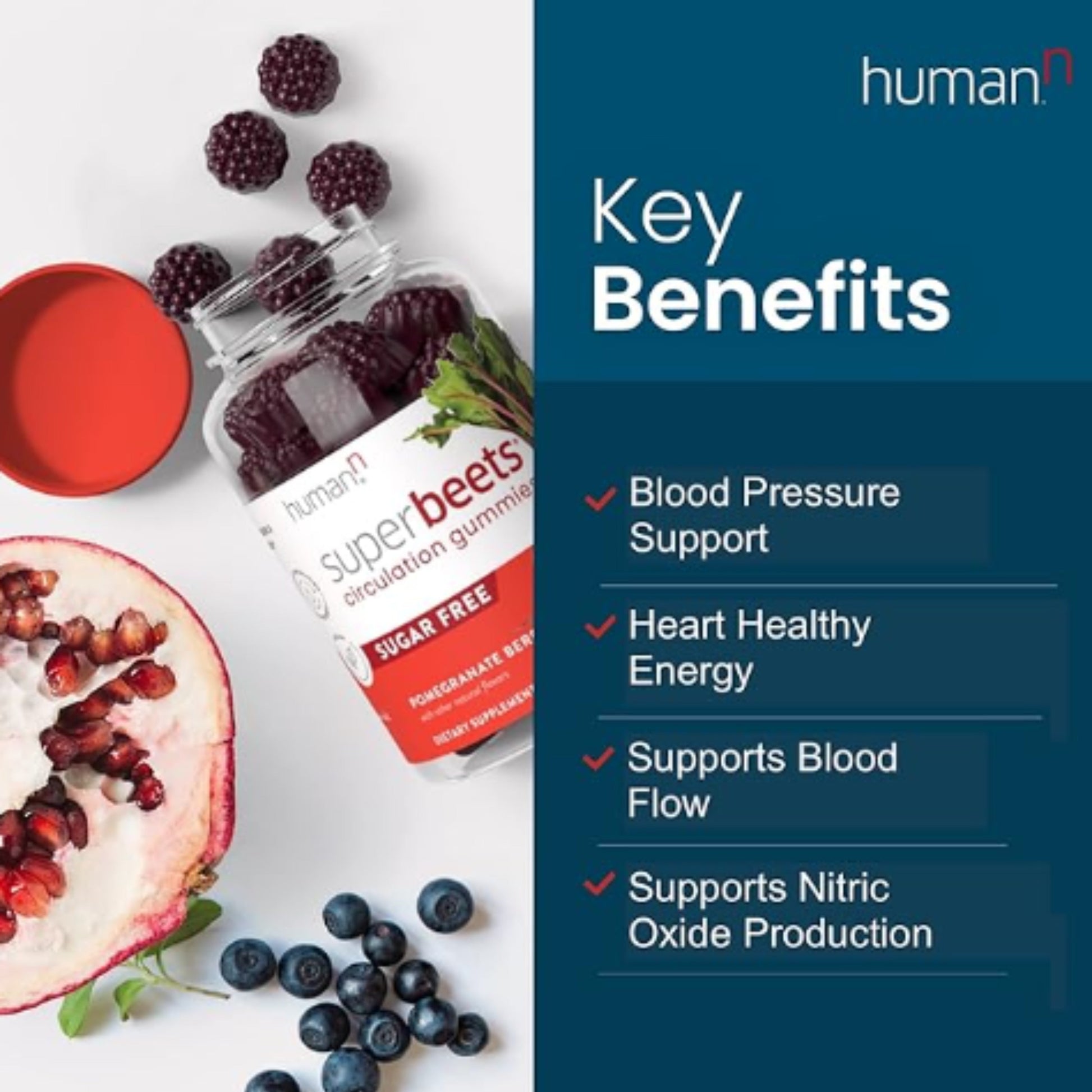 humanN SuperBeets Circulation Gummies – 60 Count  Heart-Healthy Energy with Grape Seed Extract & Beet Root Powder - Renee Lane Company