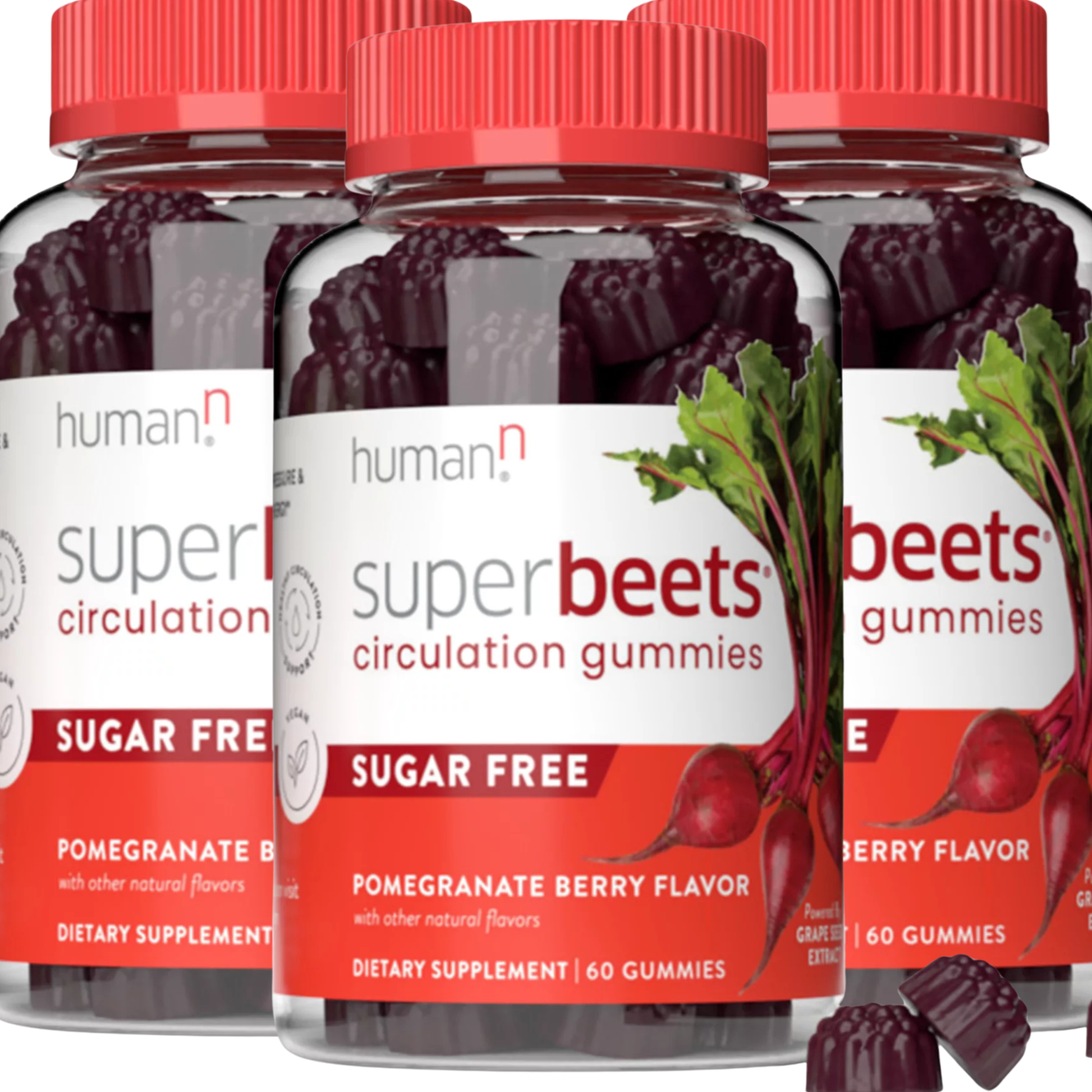 humanN SuperBeets Circulation Gummies – 60 Count (Pack of 2) | Heart-Healthy Energy with Grape Seed Extract & Beet Root Powder - Renee Lane Company
