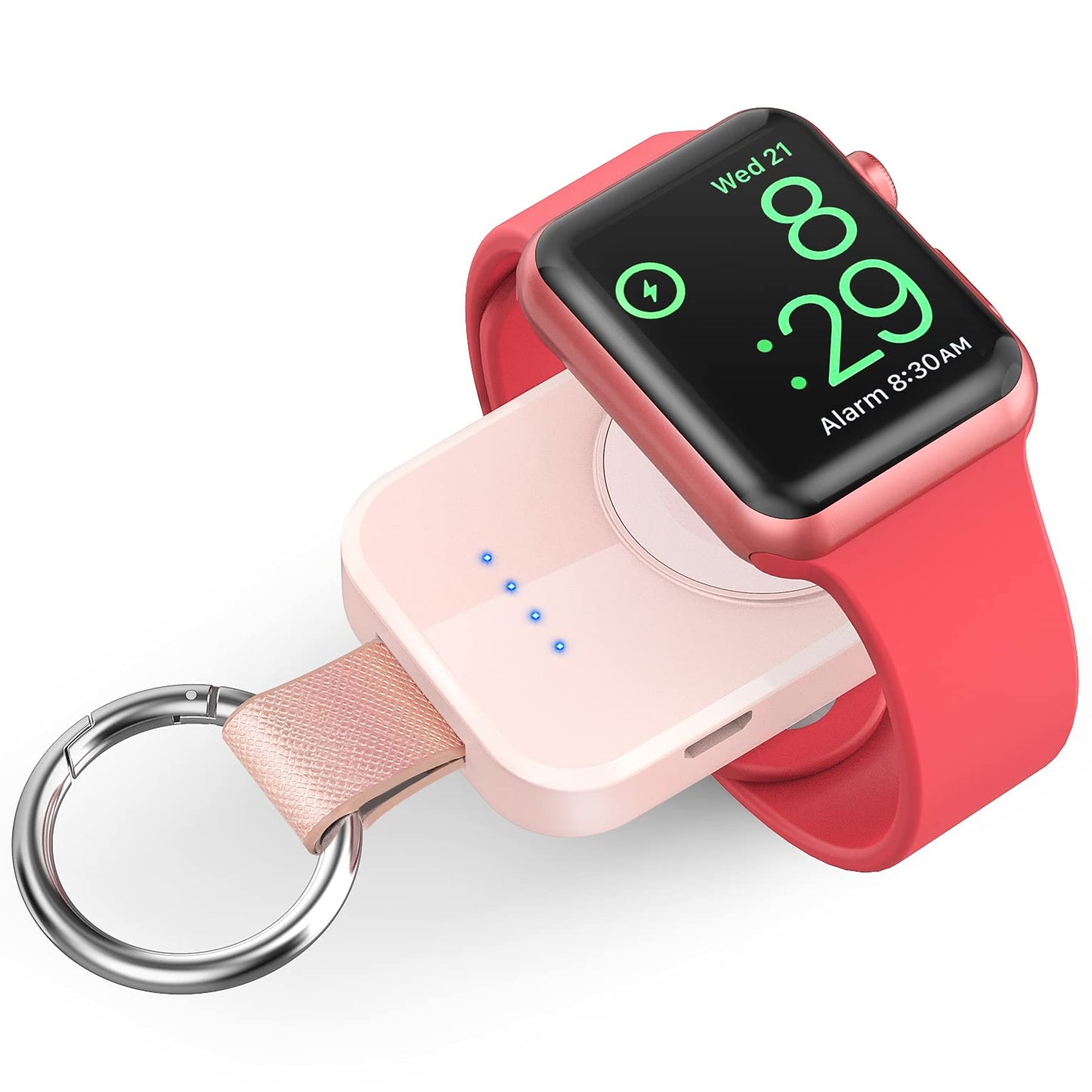 i.VALUX Portable Wireless Charger for Apple Watch Series 10/9/8/UItra/7/6/5/4/3/2/SE/Nike Compact Magnetic iWatch Charger 1000mAh Power Bank Keychain Style Gift Your Mother Girl Birthday-Pink - Renee Lane Company