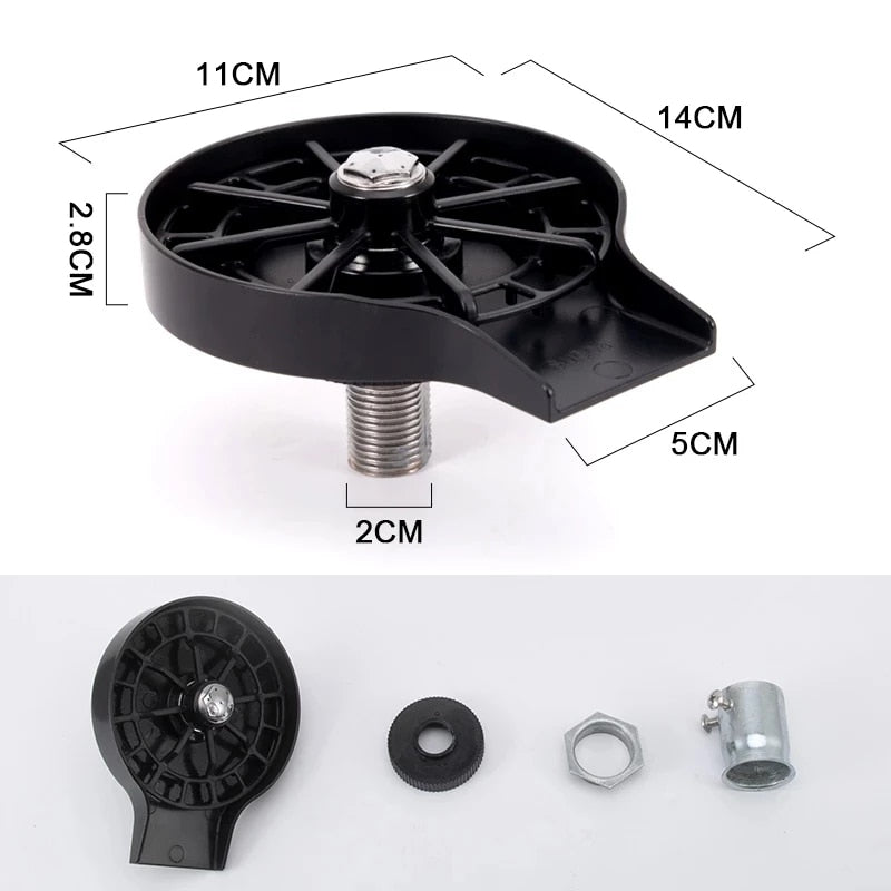 Automatic cup washer mounting piece with measurements and small hardware parts