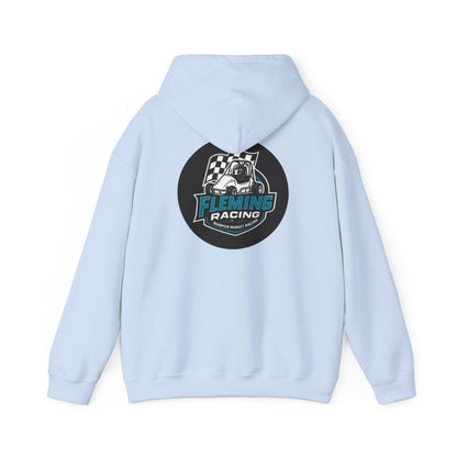 Light blue racing emblem logo hoodie, rear hood and large back emblem print